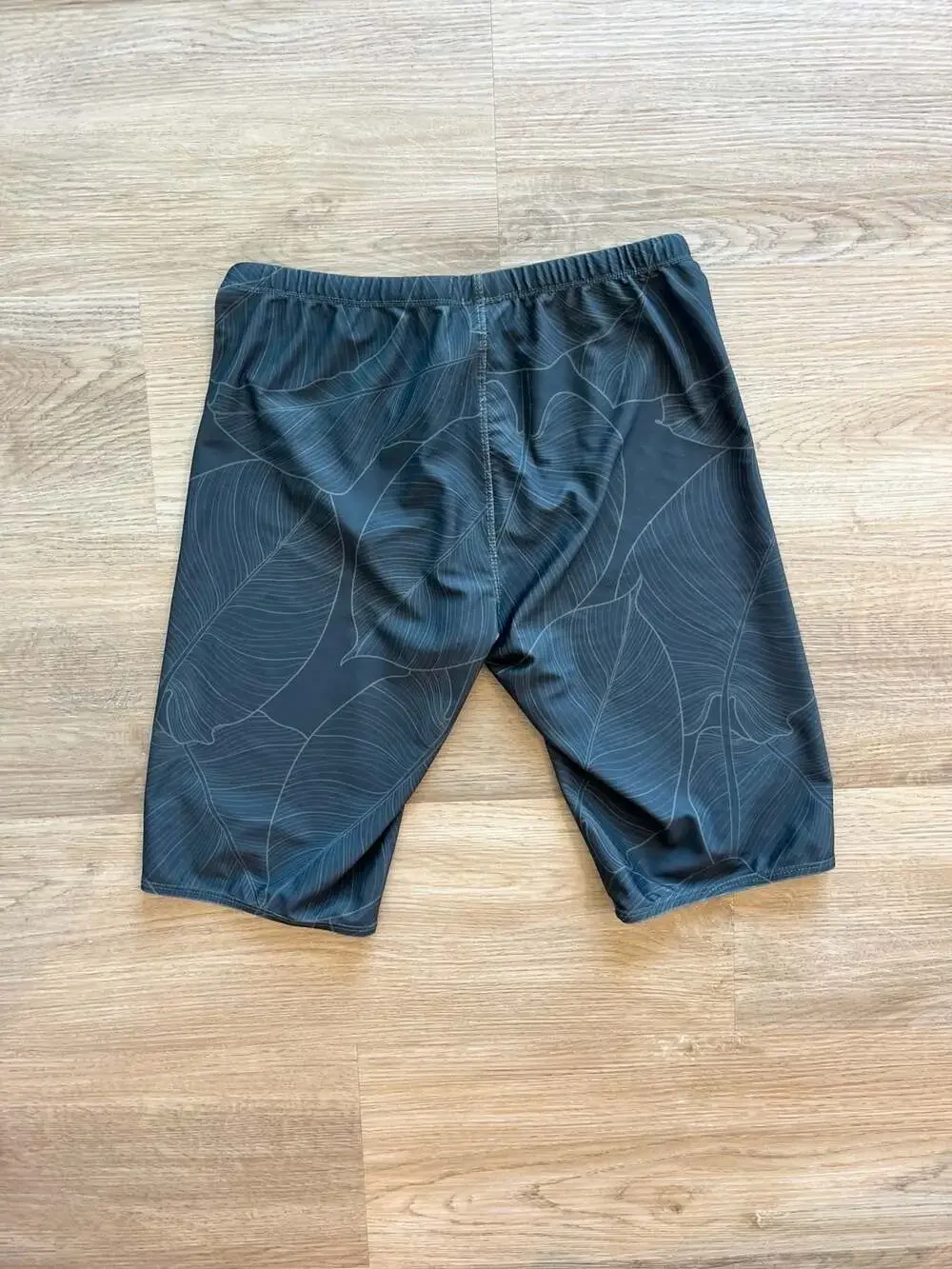 Onvous, Athletic Swim Jammers, Leaf Print, Blackish/Green, Stretchy, M